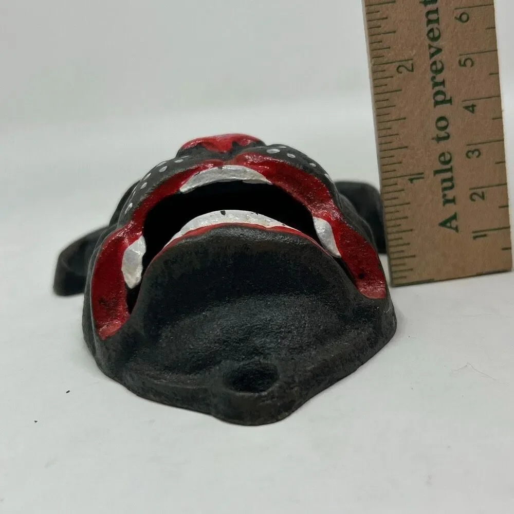 Vtg Bulldog Bottle Opener Cast Iron Wall Mount Bar Decor Pitbull Dog Mask 4
